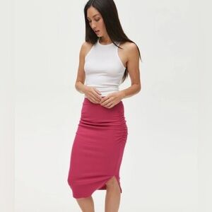 MICHAEL STARS RAE RIBBED SKIRT WITH SLIT NWT